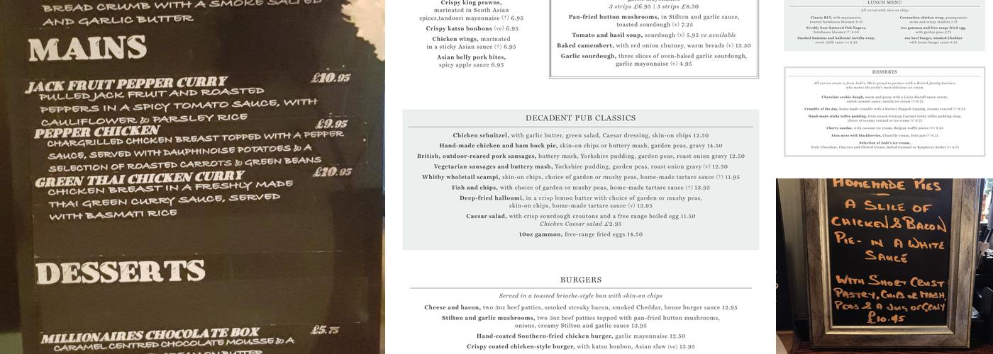 The White Hart Menu