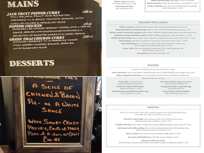 The White Hart Menu