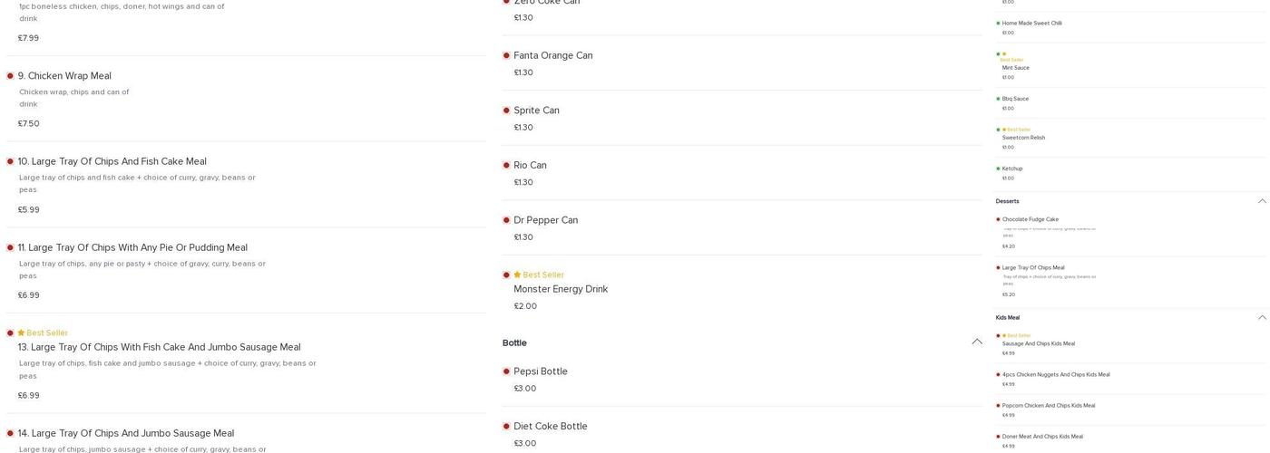 Minshull Fish and Chips Menu