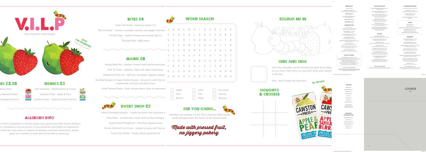 The Brasserie at Crewe Hall Menu