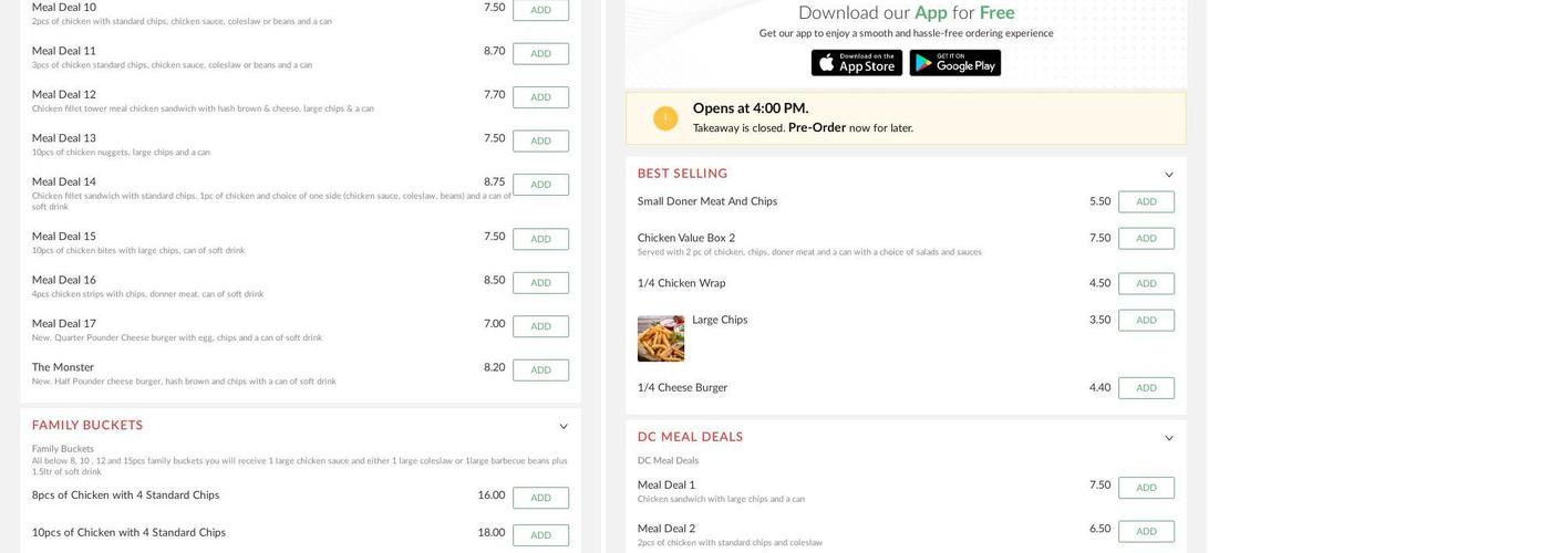 DC Fried Chicken Menu