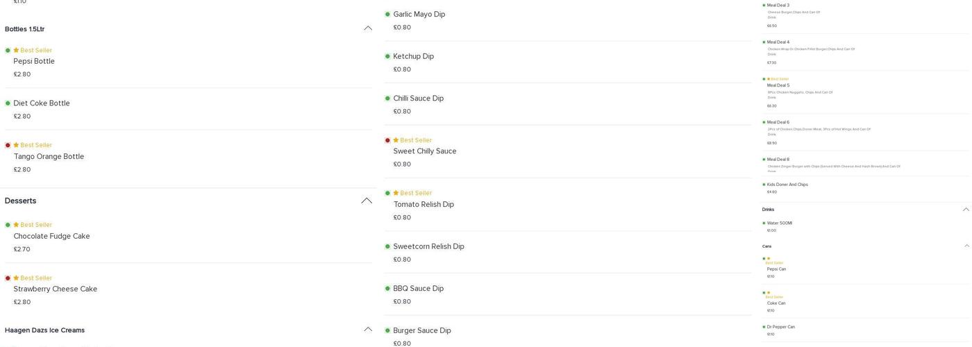 Top Taste Takeaway Menu