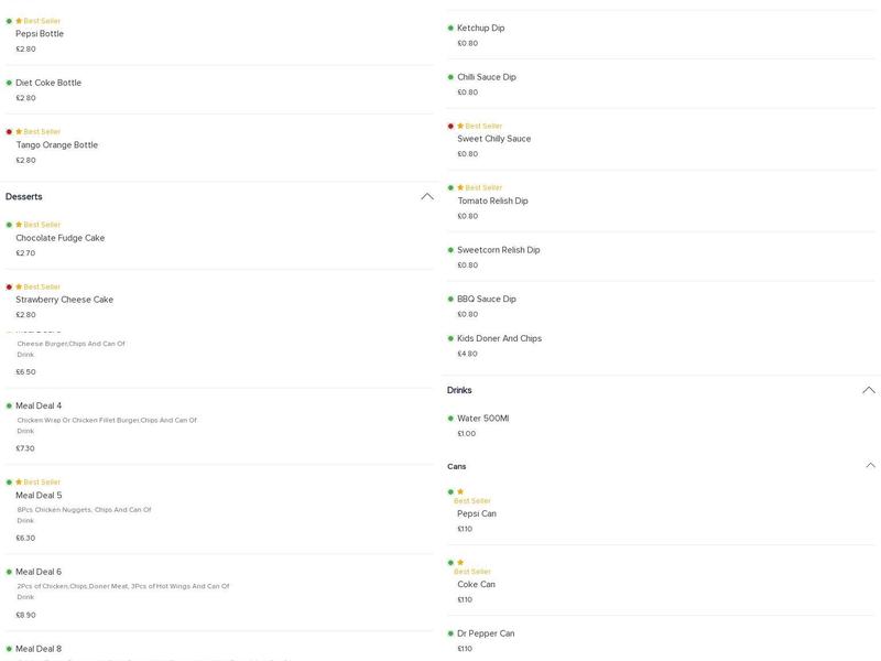 Top Taste Takeaway Menu