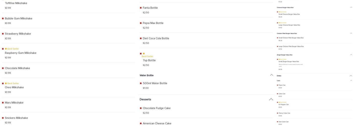 King Cross Kebab Menu