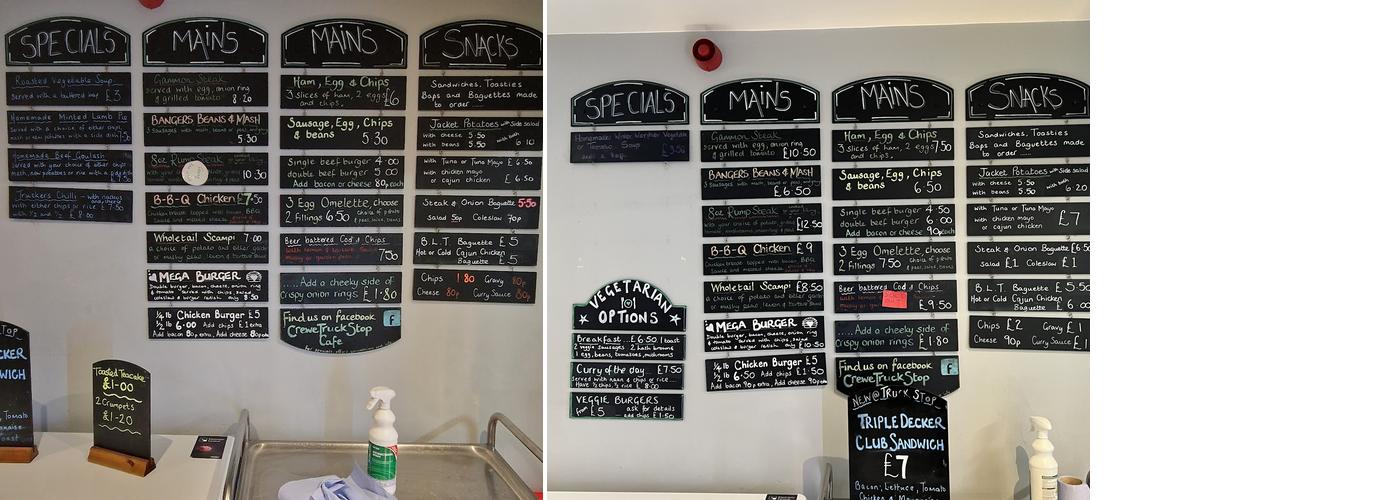 Crewe Truck Stop Menu