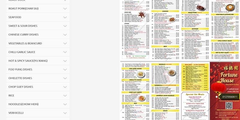 Fortune house Menu
