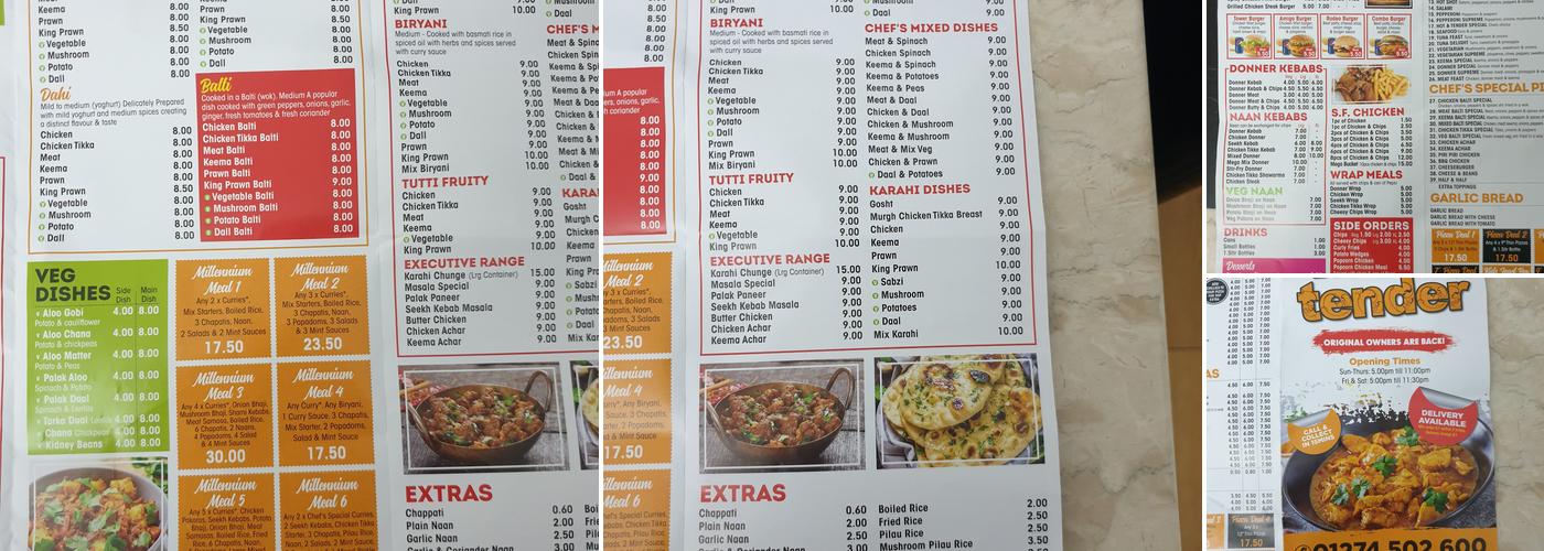 Hot & Tender Menu