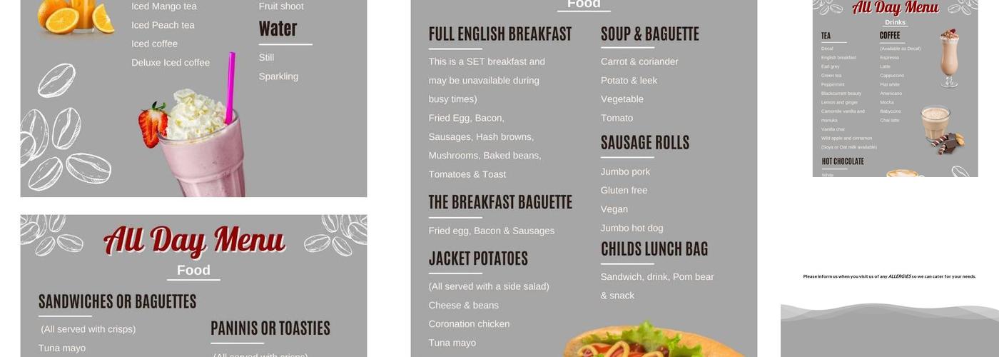 The Honey Pot Cafe & Tea Rooms Menu