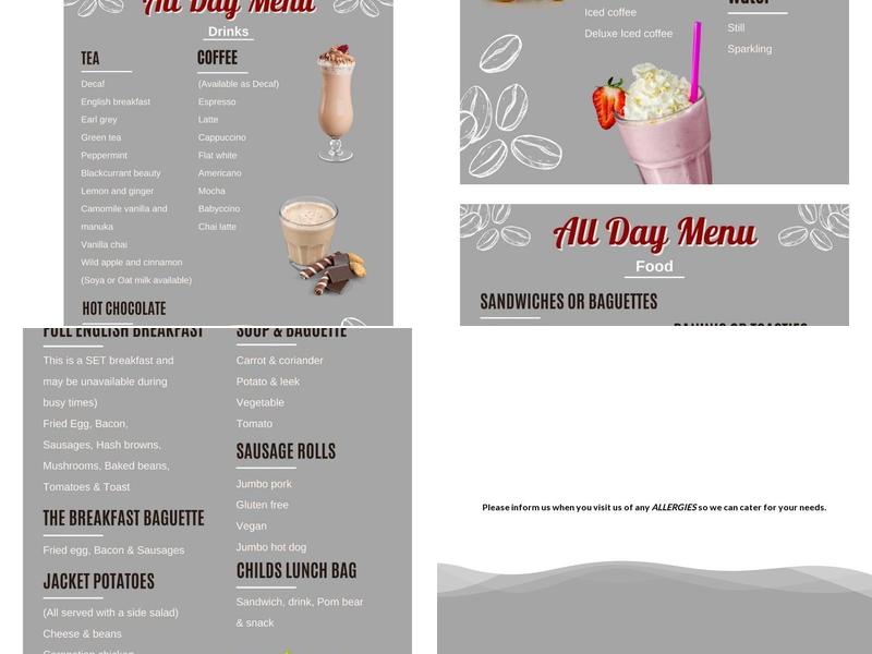 The Honey Pot Cafe & Tea Rooms Menu