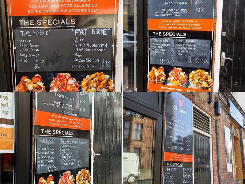 The Bucket List Menu