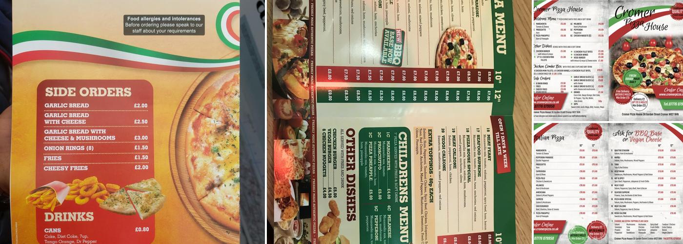 Cromer Pizza House Menu