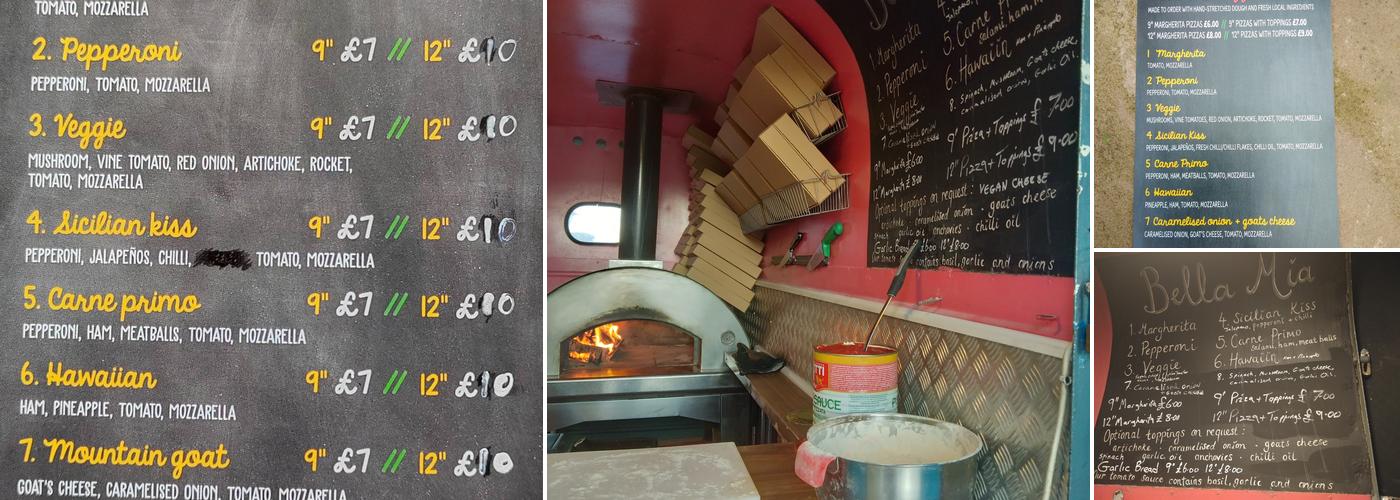 Bella Mia Wood Fired Pizzas Menu