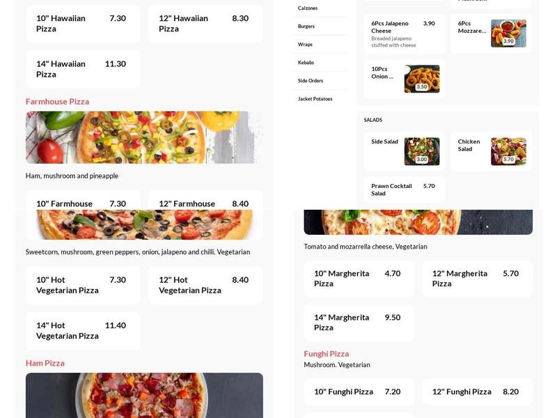 Adam's Pizzeria Menu