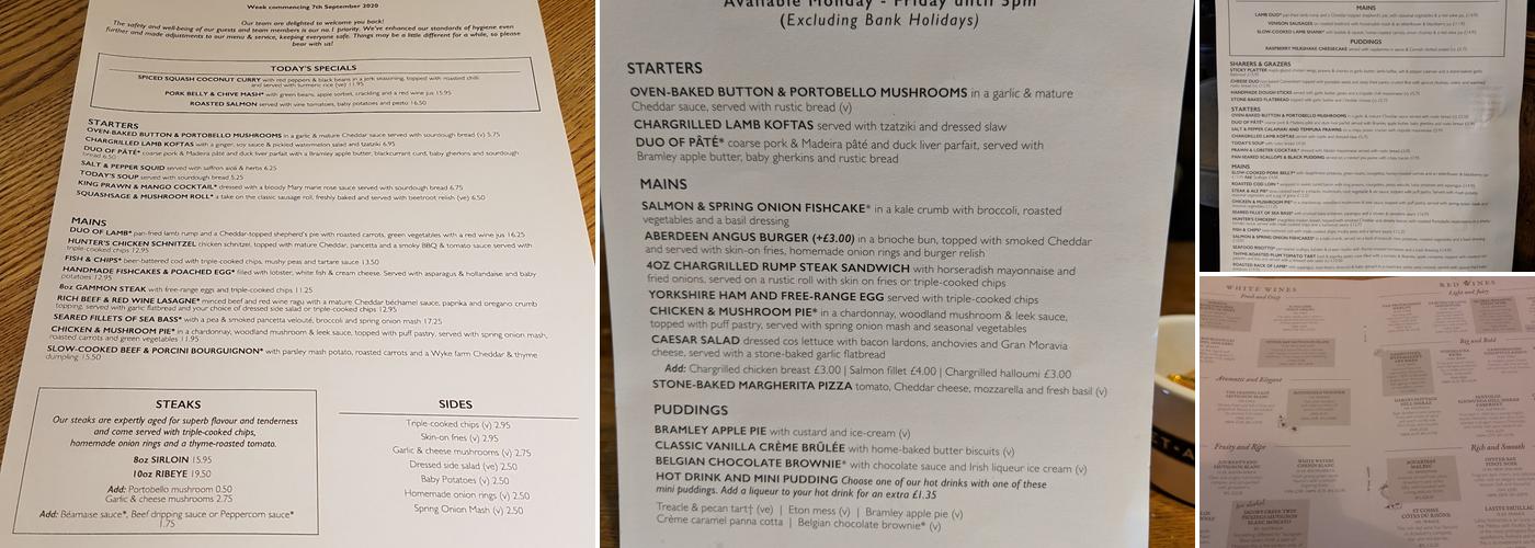 The Badger's Sett Menu