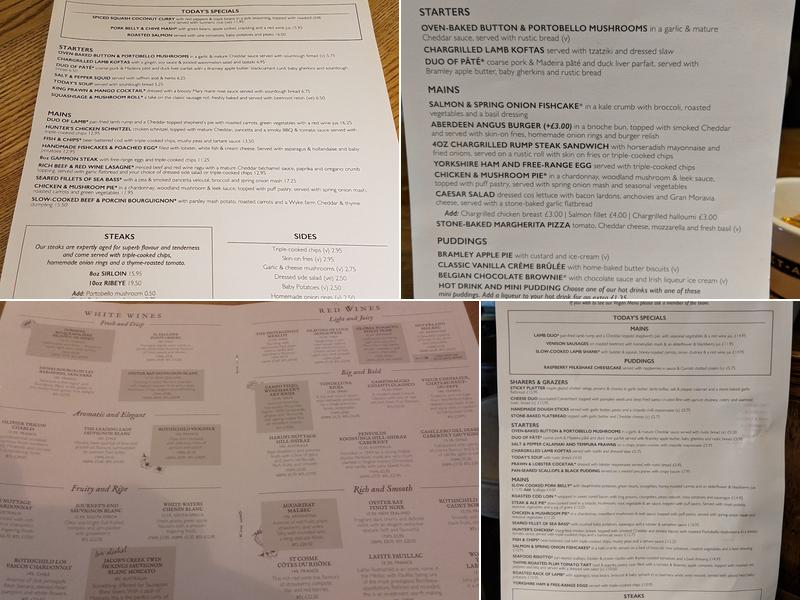 The Badger's Sett Menu