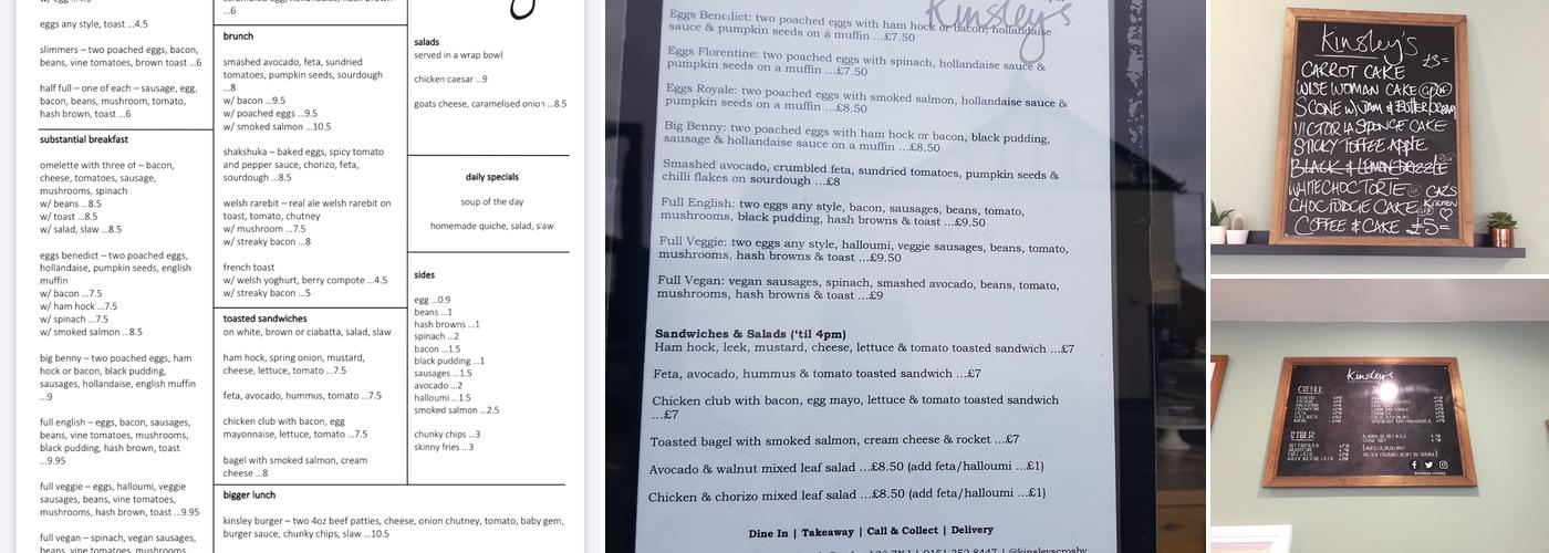 Kinsley's Crosby Menu