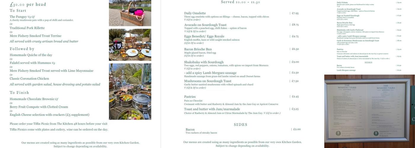 The Makers Yard Kitchen Menu