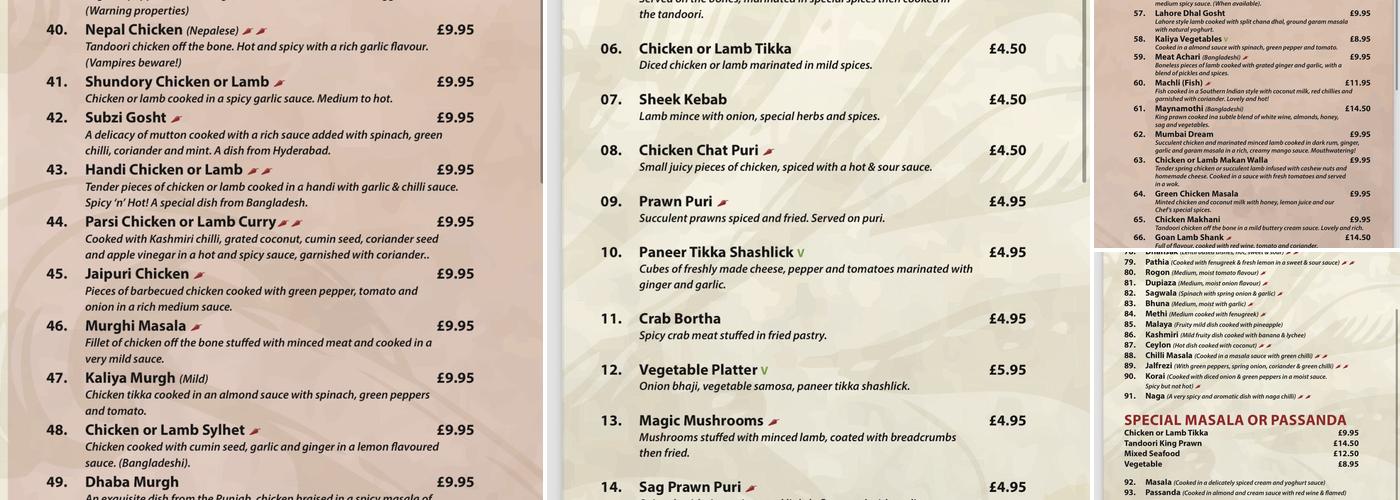 Rajpoot Indian Restaurant Menu