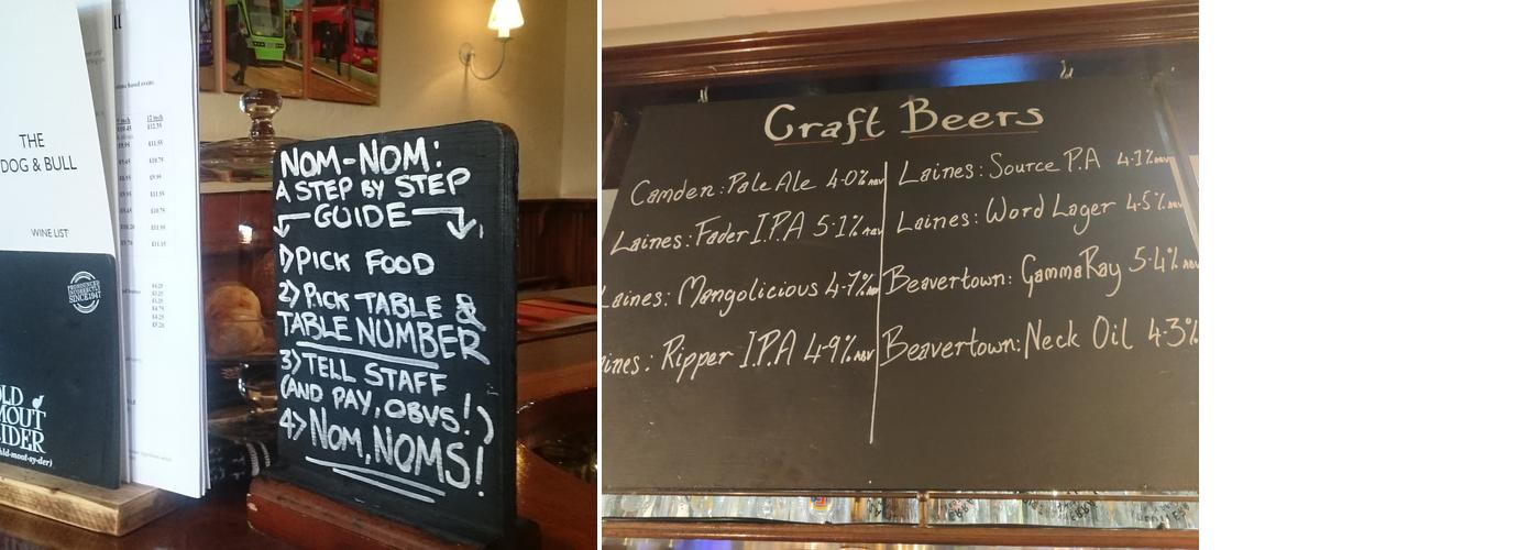 Dog & Bull Menu