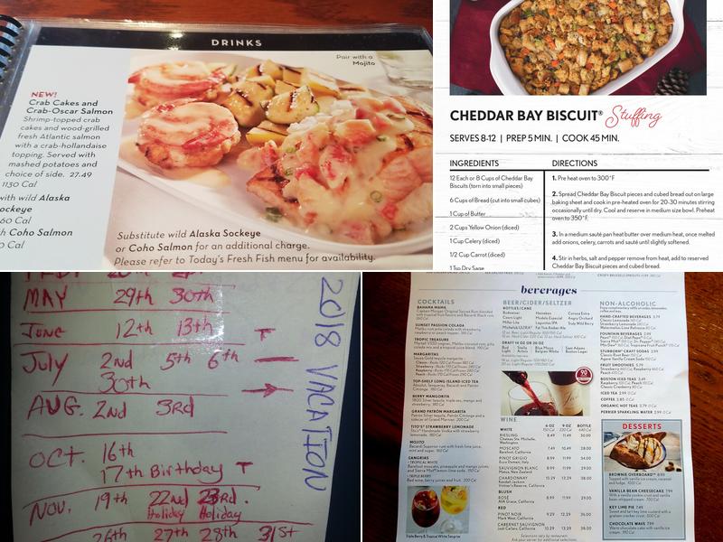 Red Lobster Menu