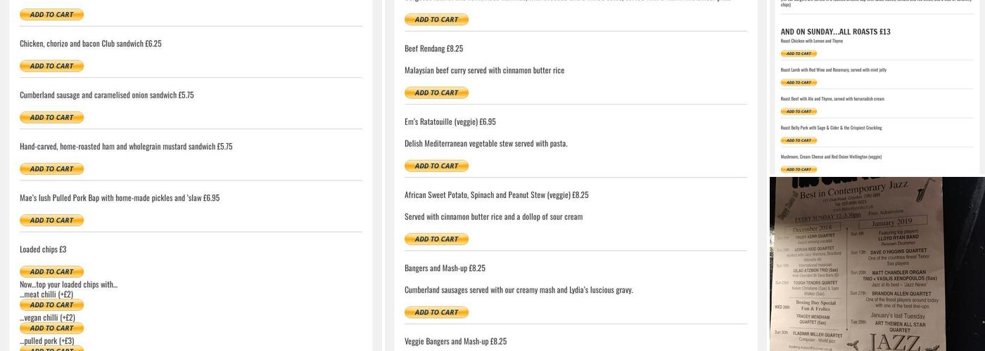 The Oval Tavern Menu