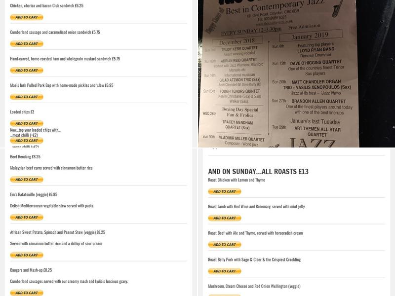 The Oval Tavern Menu