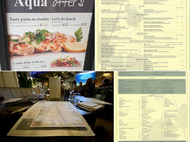 Aqua Bar & Grill - Croydon Menu