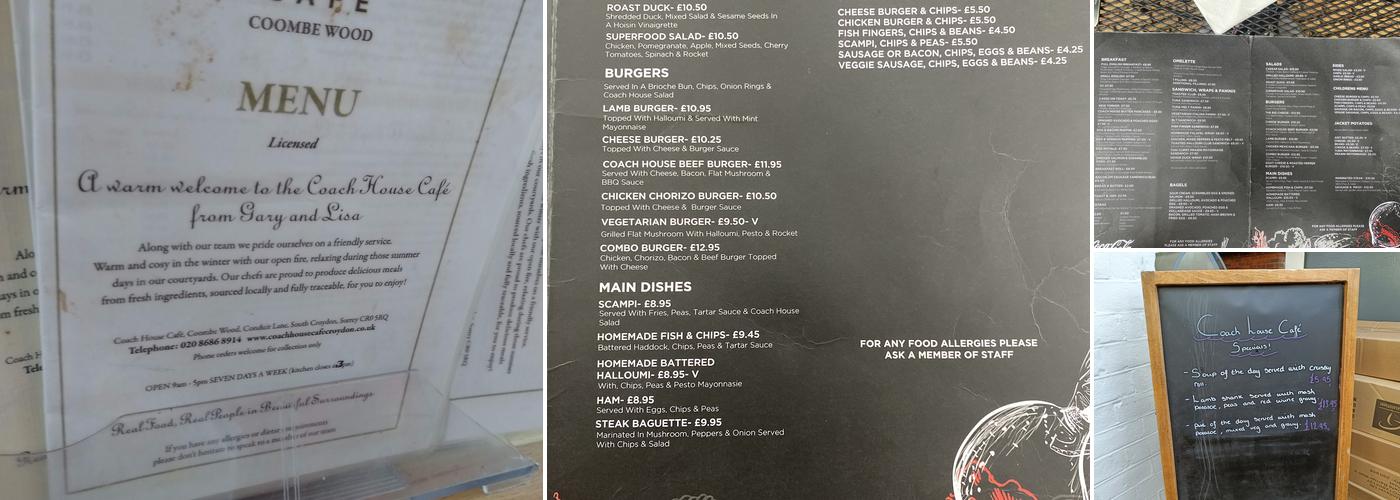 Coach House Cafe Menu