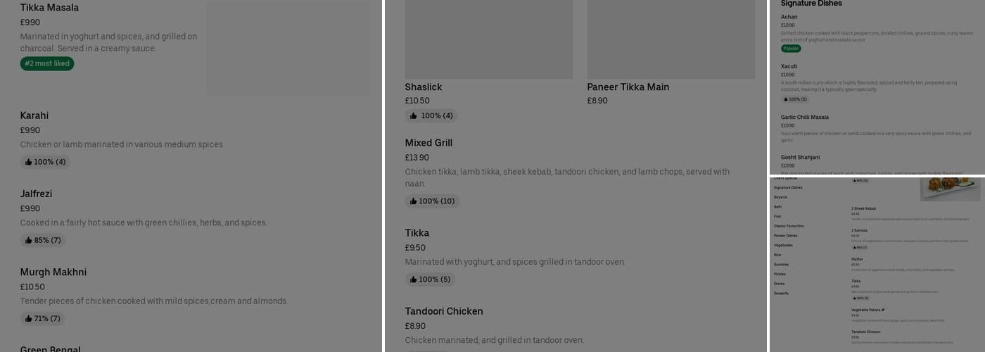 Taste of Bengal Menu