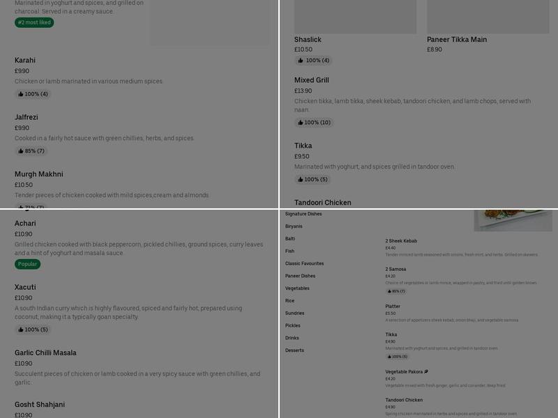 Taste of Bengal Menu