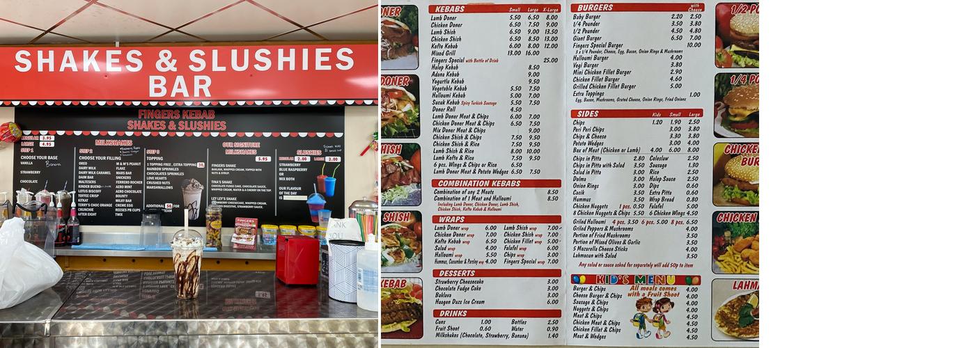 Fingers Kebab Menu