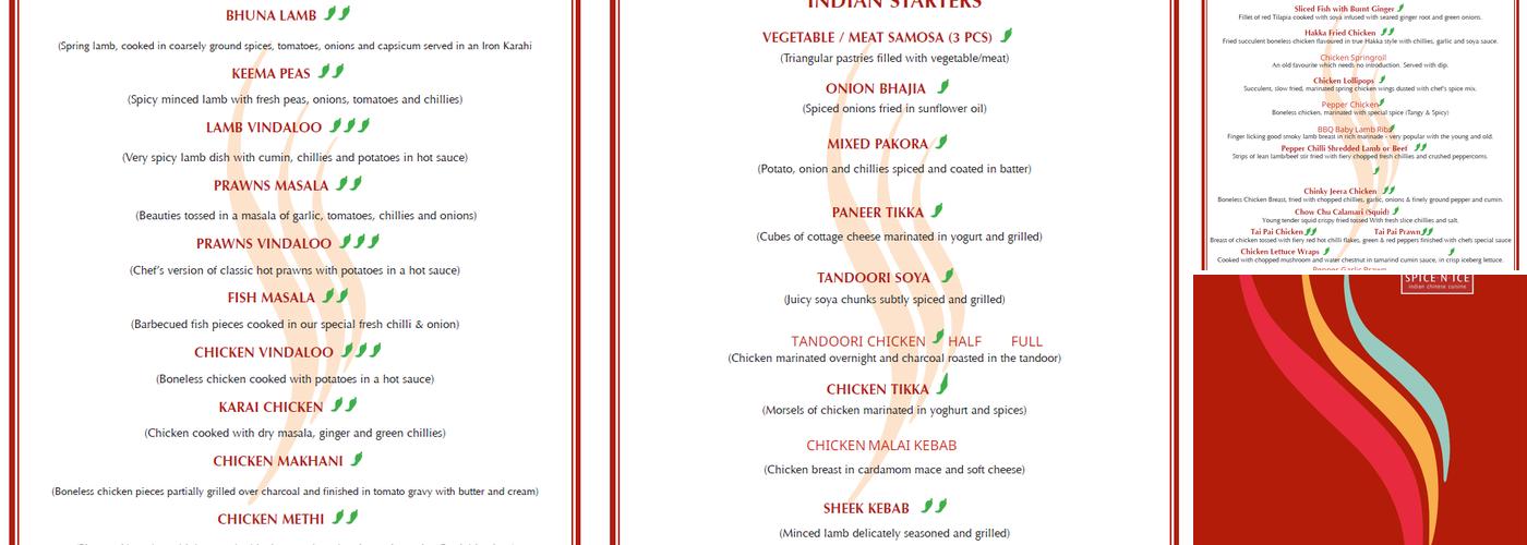 Spice N Ice Restaurant, CROYDON Menu
