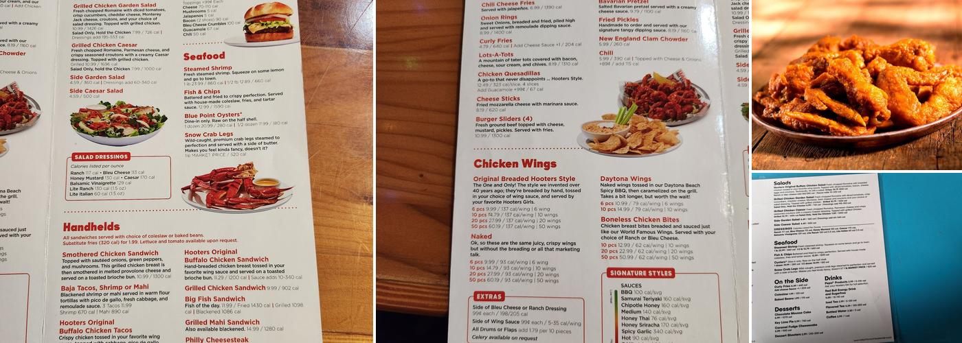 Hooters Menu