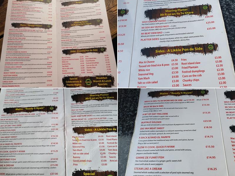 Yah-So Caribbean Menu