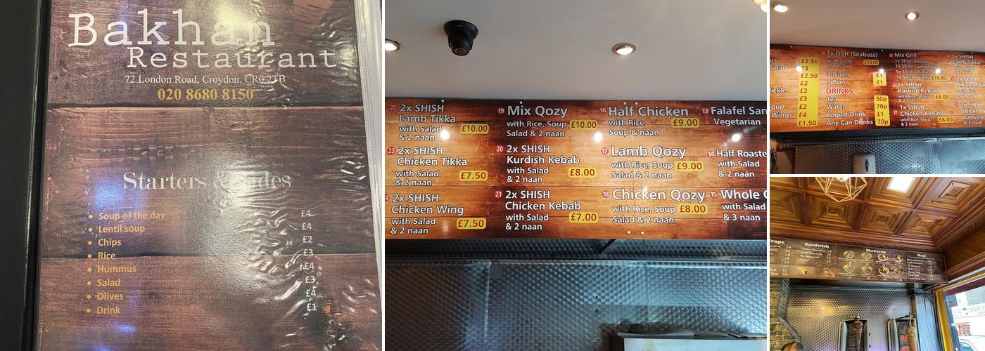 Bakhan Restaurant Croydon Menu
