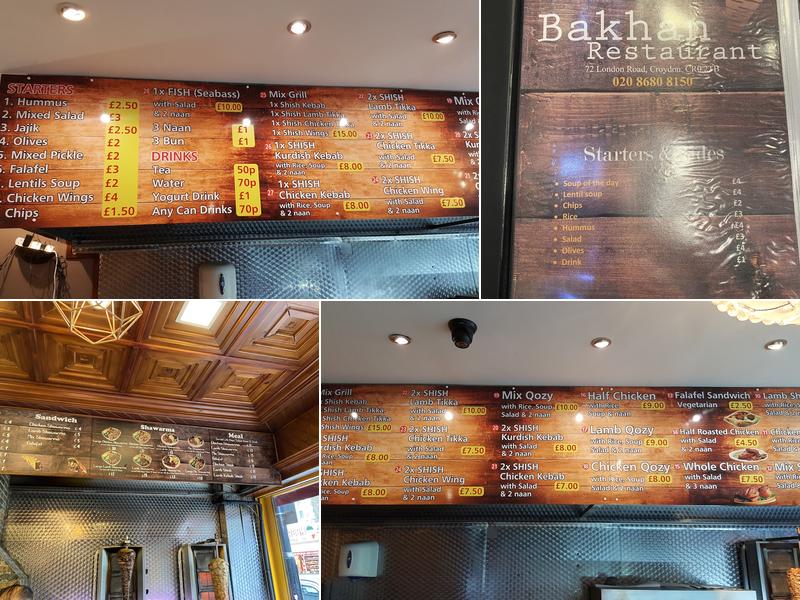 Bakhan Restaurant Croydon Menu
