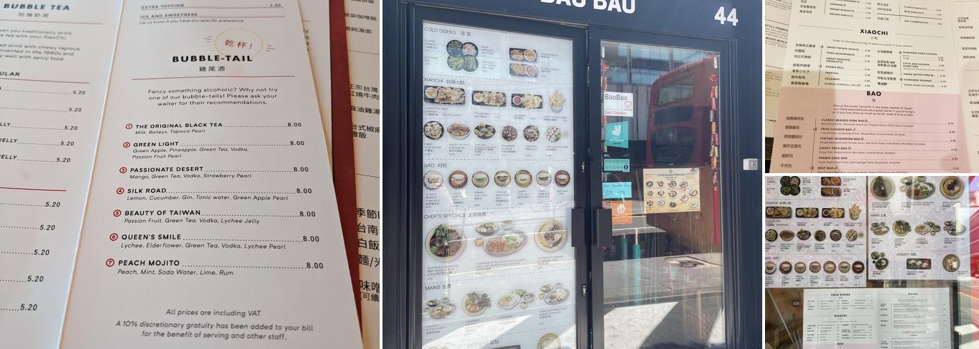 Bao Bao Taiwanese Street Food Menu