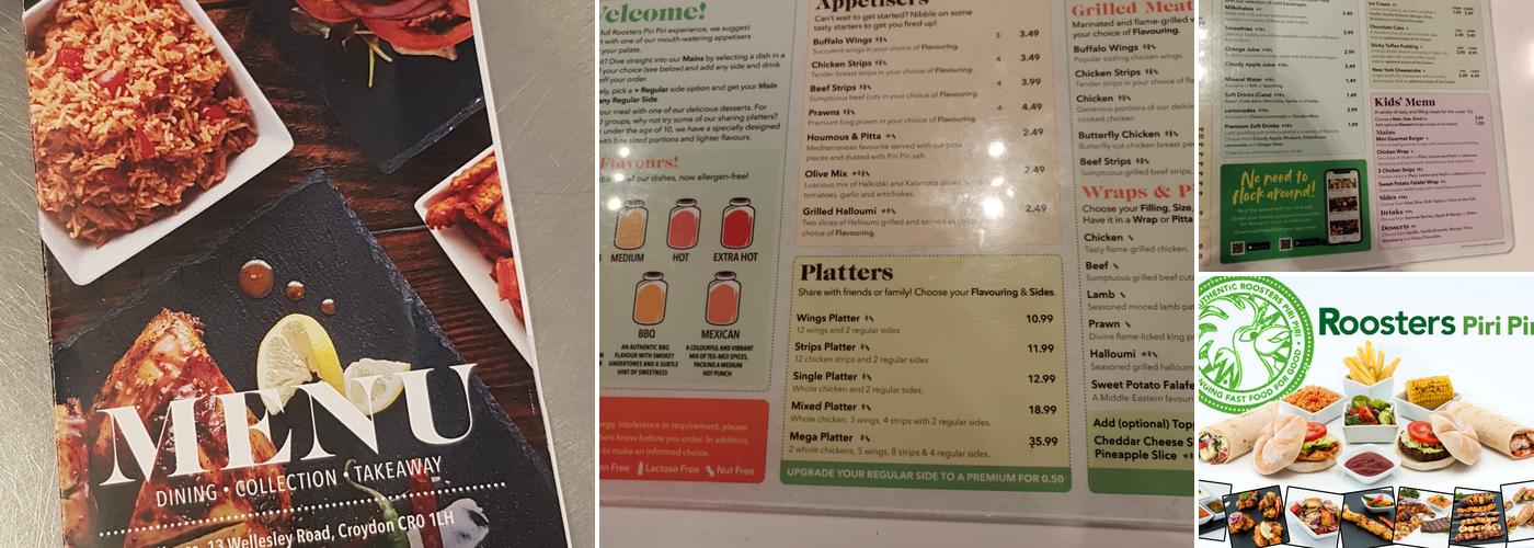 Roosters Piri Piri Croydon Menu