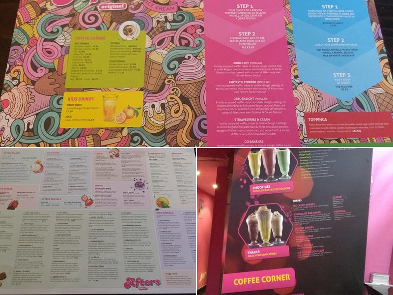 Afters Croydon Menu