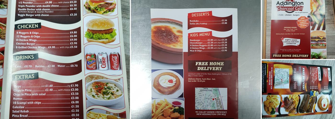 Addington Charcoal Grill Menu