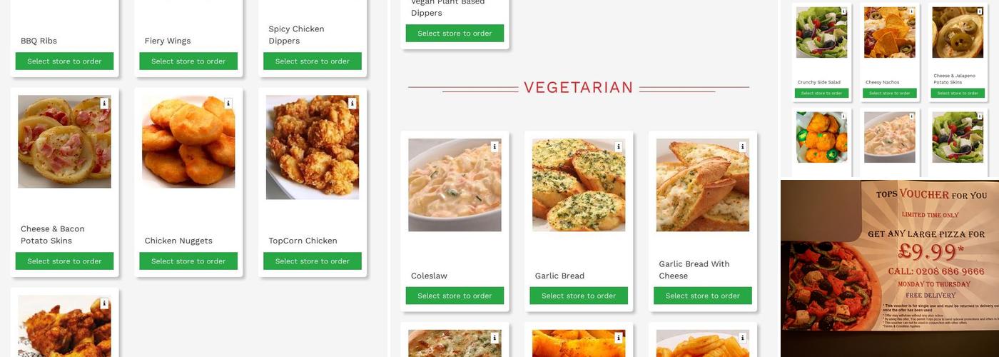 Tops Pizza Croydon Menu