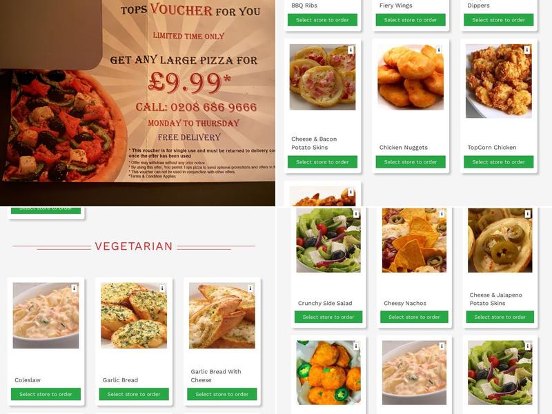 Tops Pizza Croydon Menu