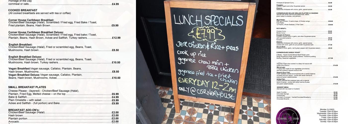 Corner House Menu