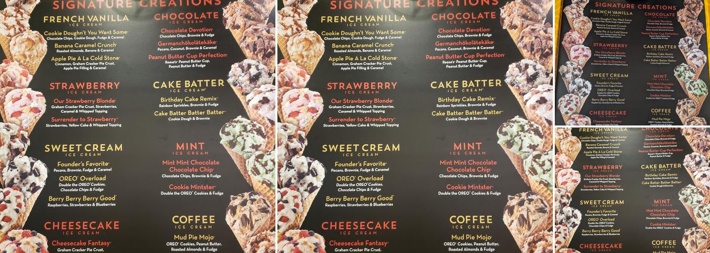 Cold Stone Creamery Menu