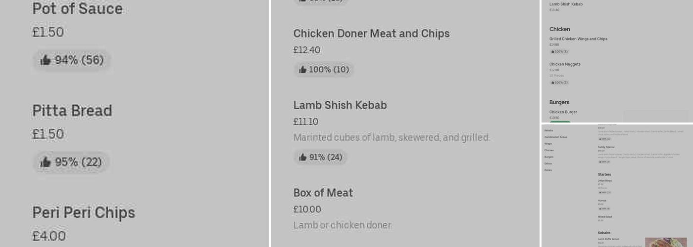 Masters Kebab Menu