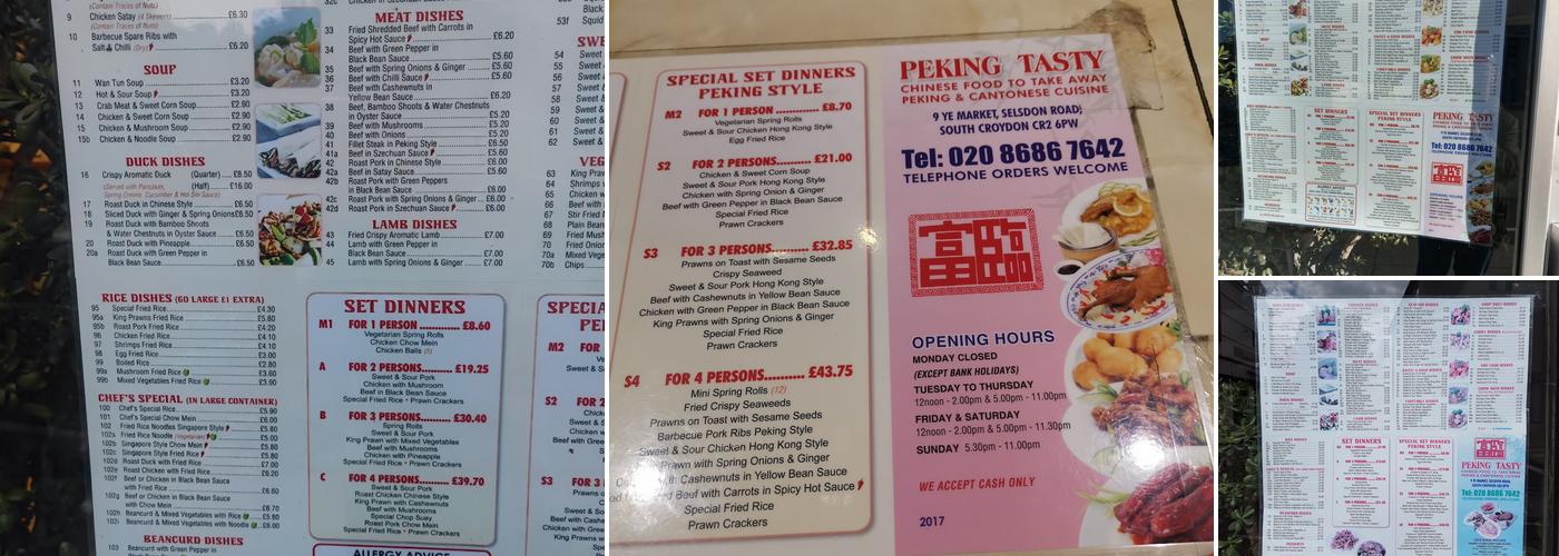 Peking Tasty Menu