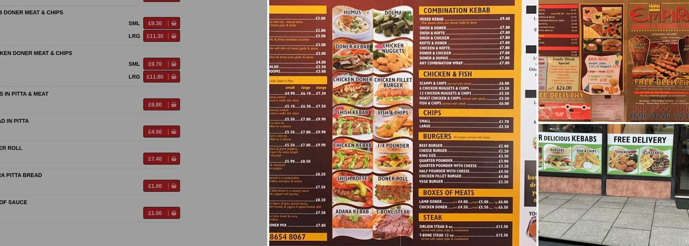 Empire Kebab House Menu