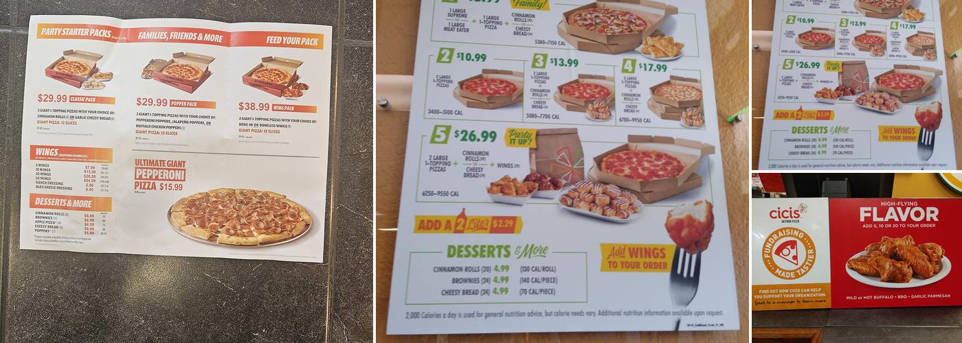 Cicis Pizza Menu