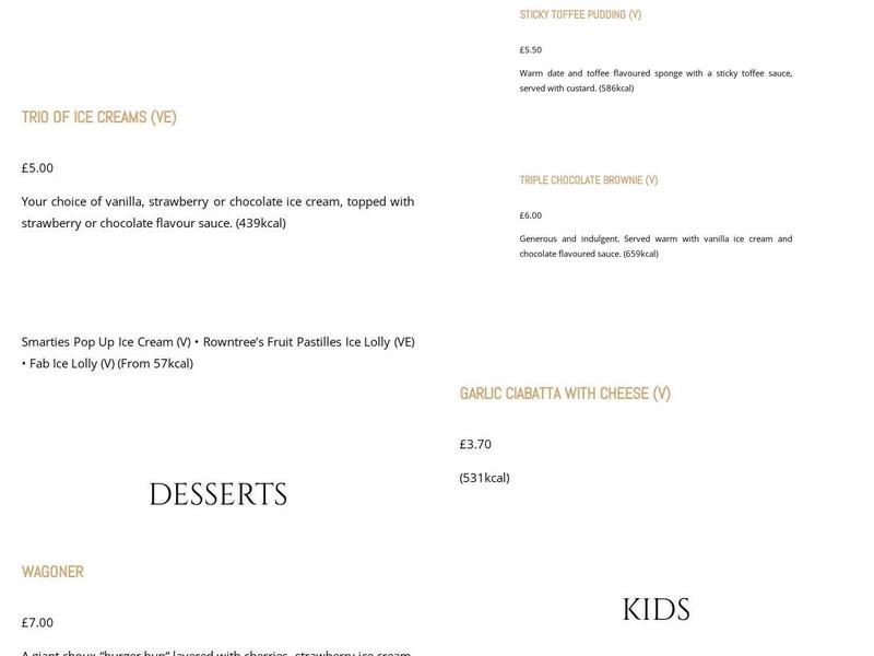 The Alma Tavern Menu