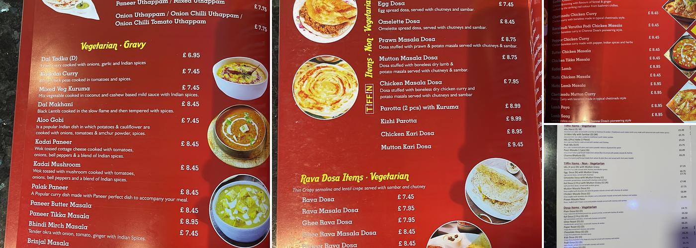 Chennai Dosa Croydon Menu